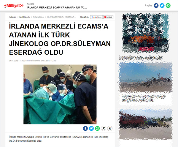 İrlanda Merkezli Ecams’a Atanan İlk Türk Jinekolog Op. Dr. Süleyman Eserdağ Oldu!